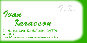 ivan karacson business card